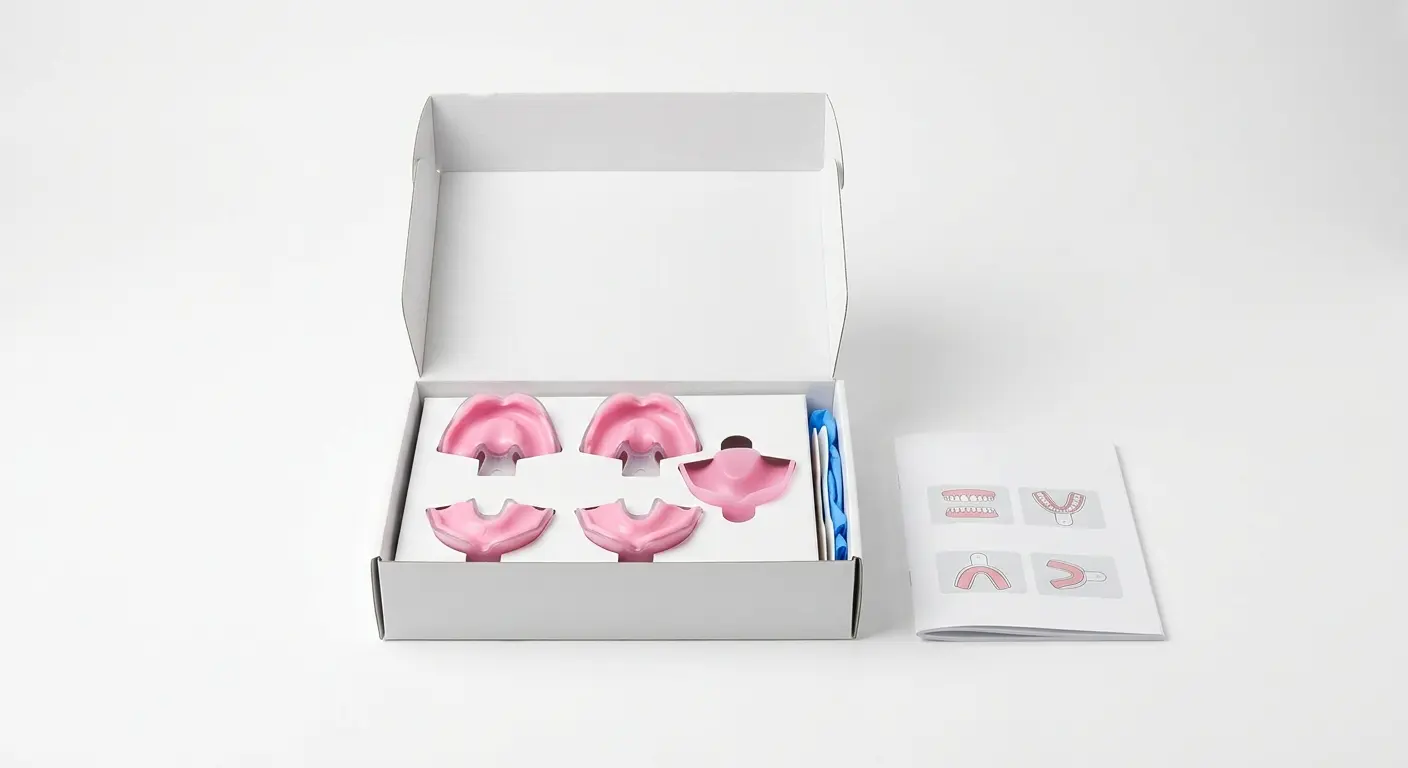 Home dental impression kit with trays and instructions
