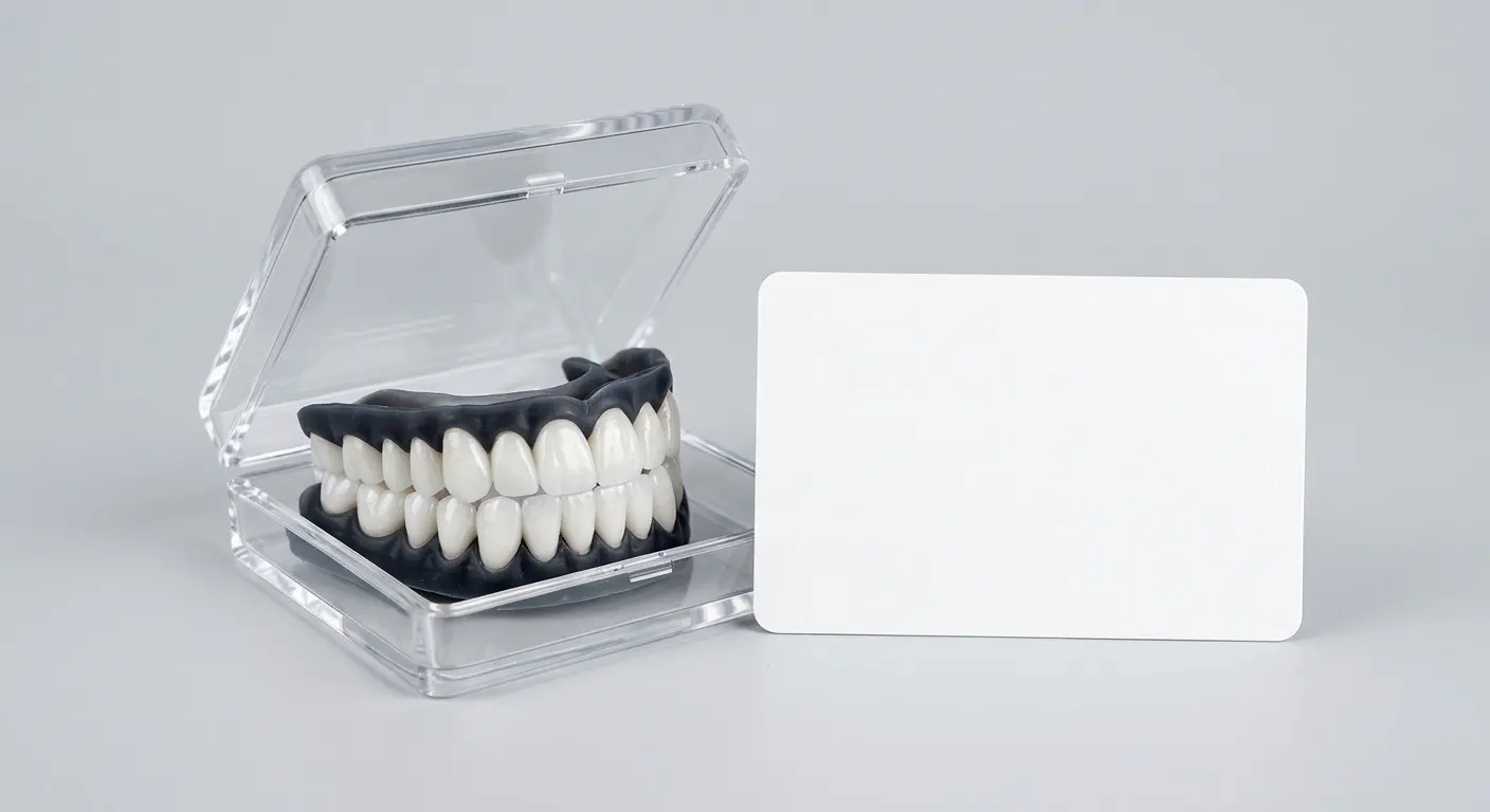 Removable veneers in a clear protective case